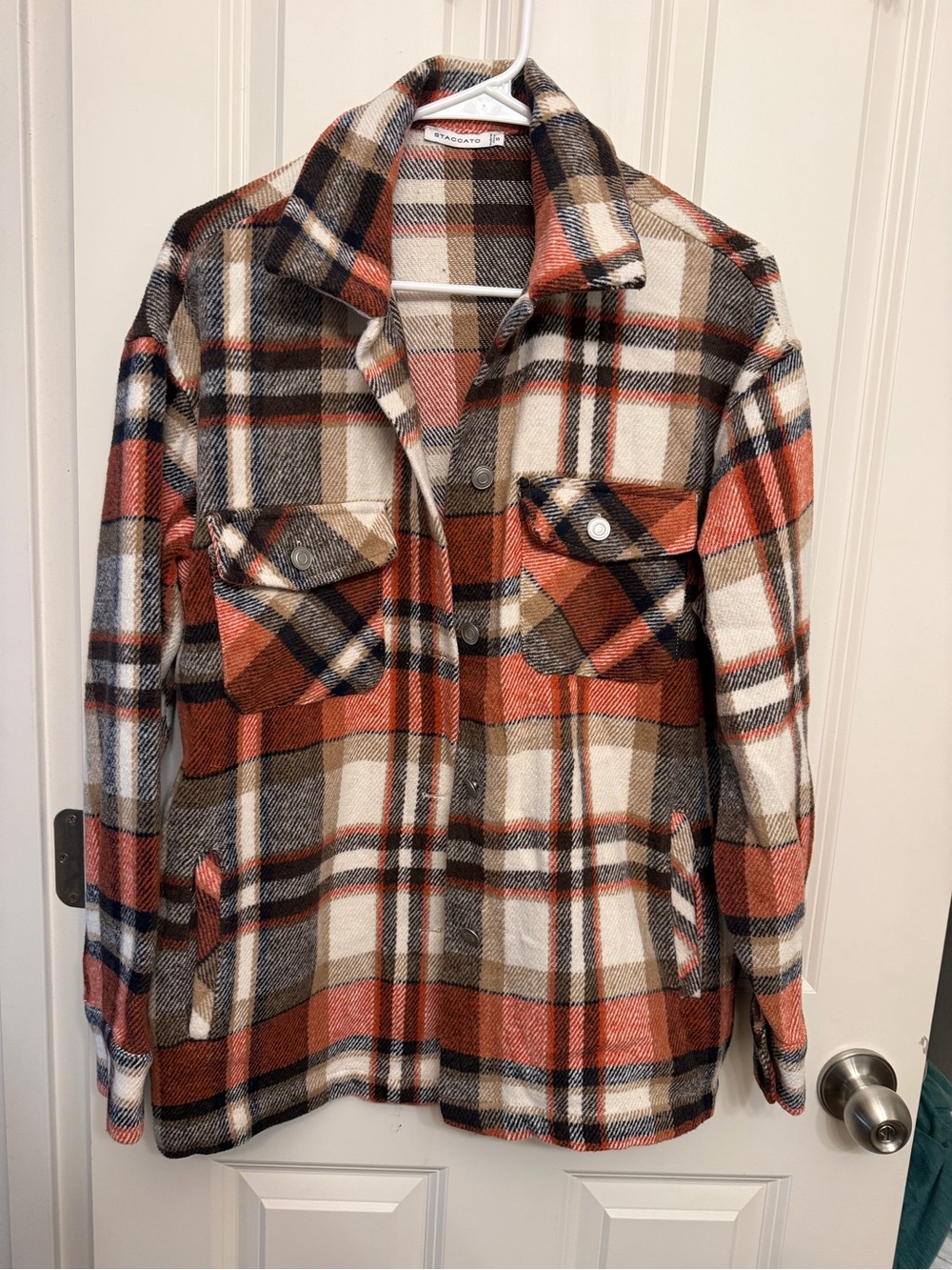 Staccato Rust, Cream & Brown Plaid Shacket